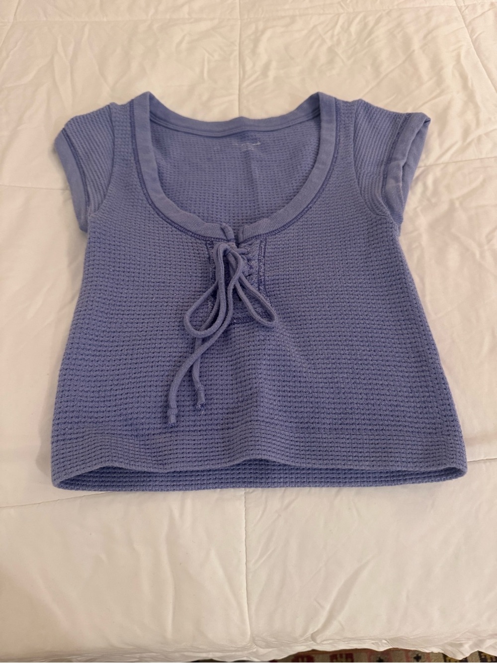 Urban Outfitters Light Lavender Knit Tie-Front Short Sleeve Tee